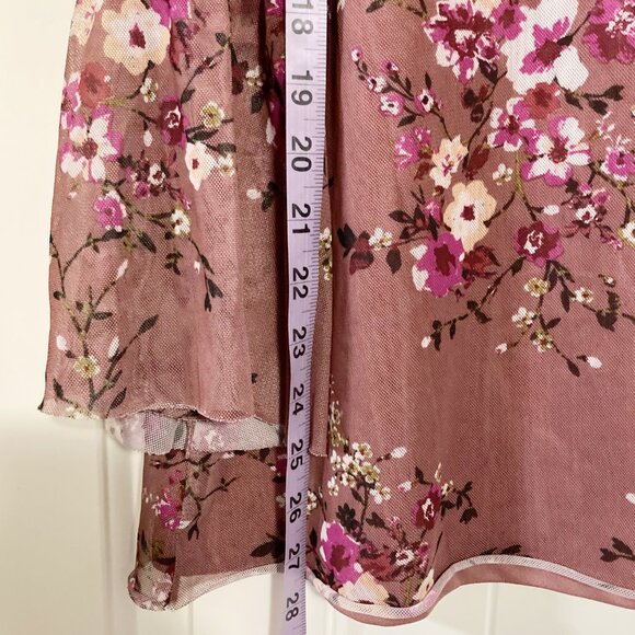 VERVE AMI Mauve long bell sleeve mesh overlay plus size blouse ~ XL XXL 2X shirt - Picture 5 of 13